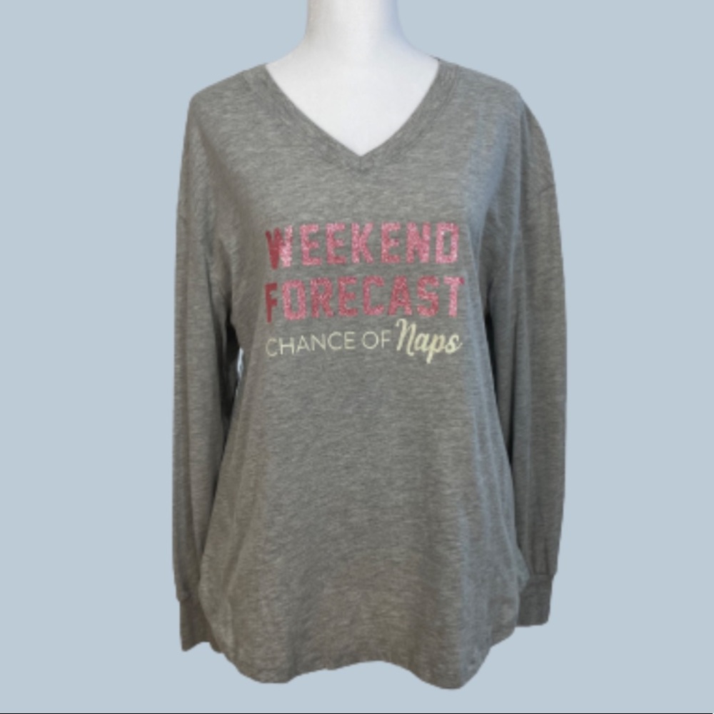 Secret Treasures Weekend Forecast Chance of Naps Women’s Long Sleeve Shirt M8-10